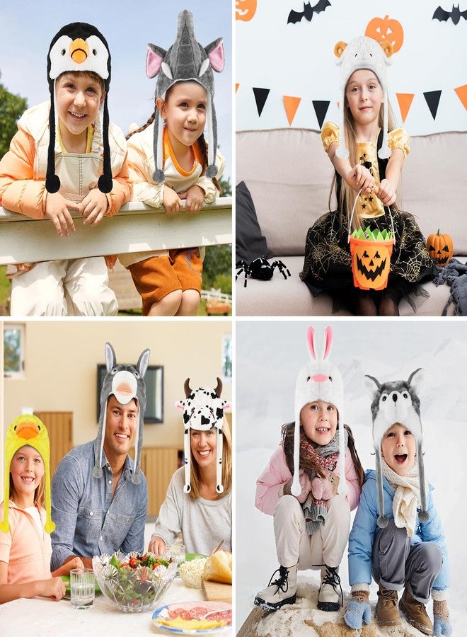 Audaisyly Funny Plush Animal Hat with Ear Flaps, Soft Fleece Hats Cute Bunny Cap for Kids Women Girls Cosplay Party Holiday Gifts (Penguin) - Image 3